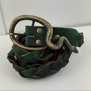 OOAK Handmade Leather Braided Belt Snake Buckle Medieval Ren Faire Viking LARP!